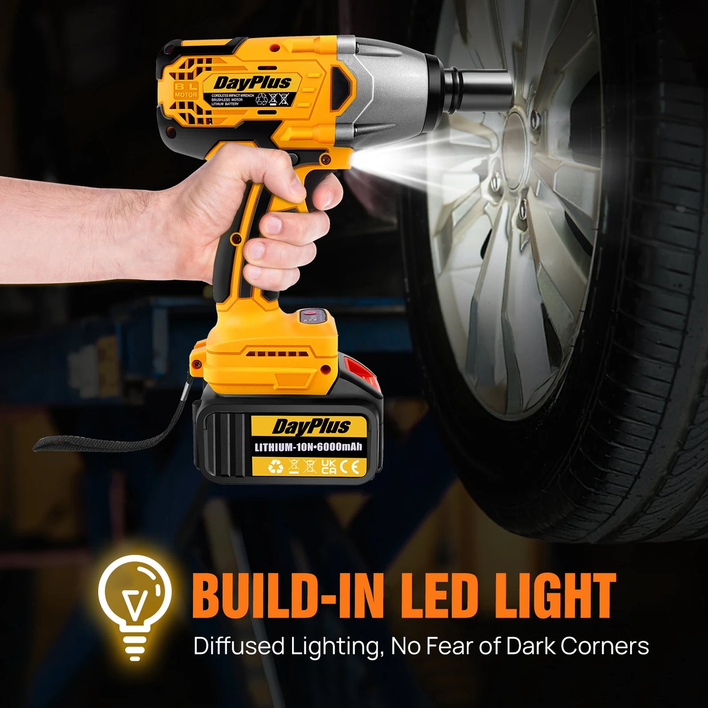 DayPlus 1500Nm Cordless Impact Wrench Brushless 3 In 1