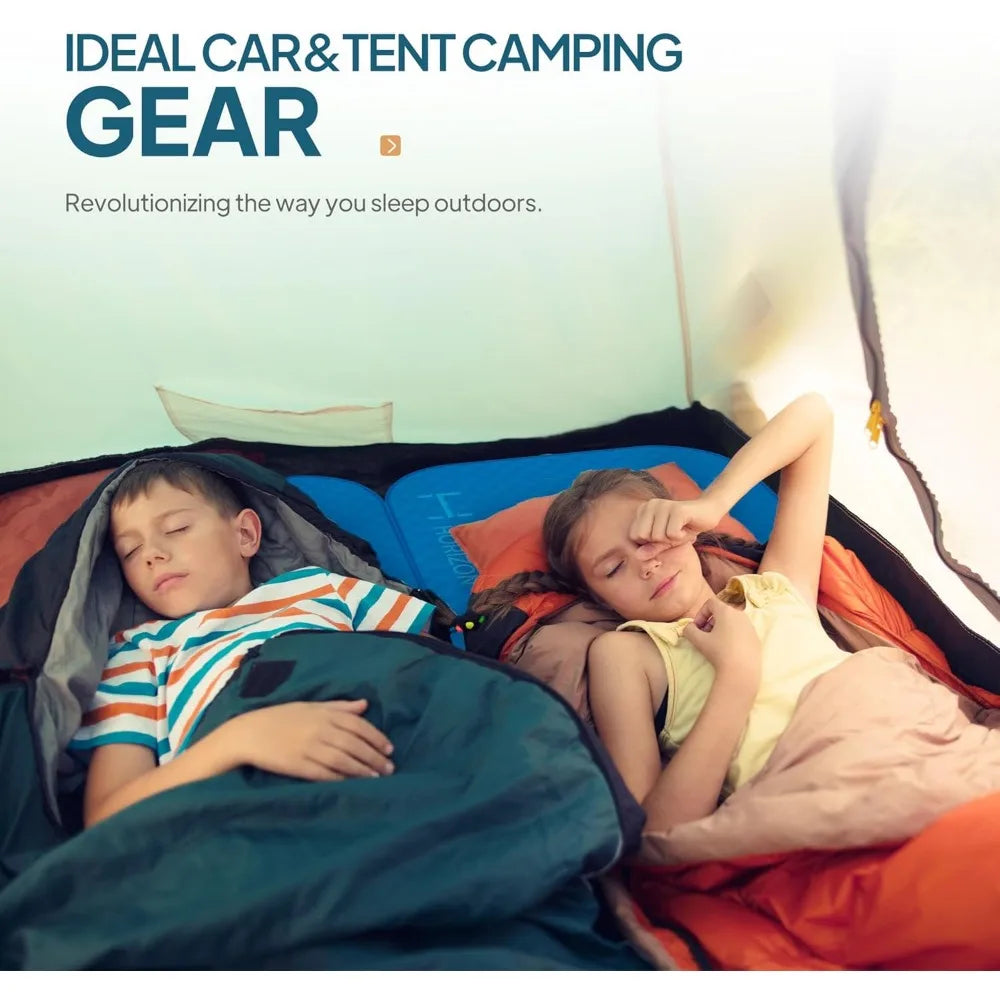 Air and foam camping mattress, self-inflating pad, 4.5 "thick, with air pump, Cot