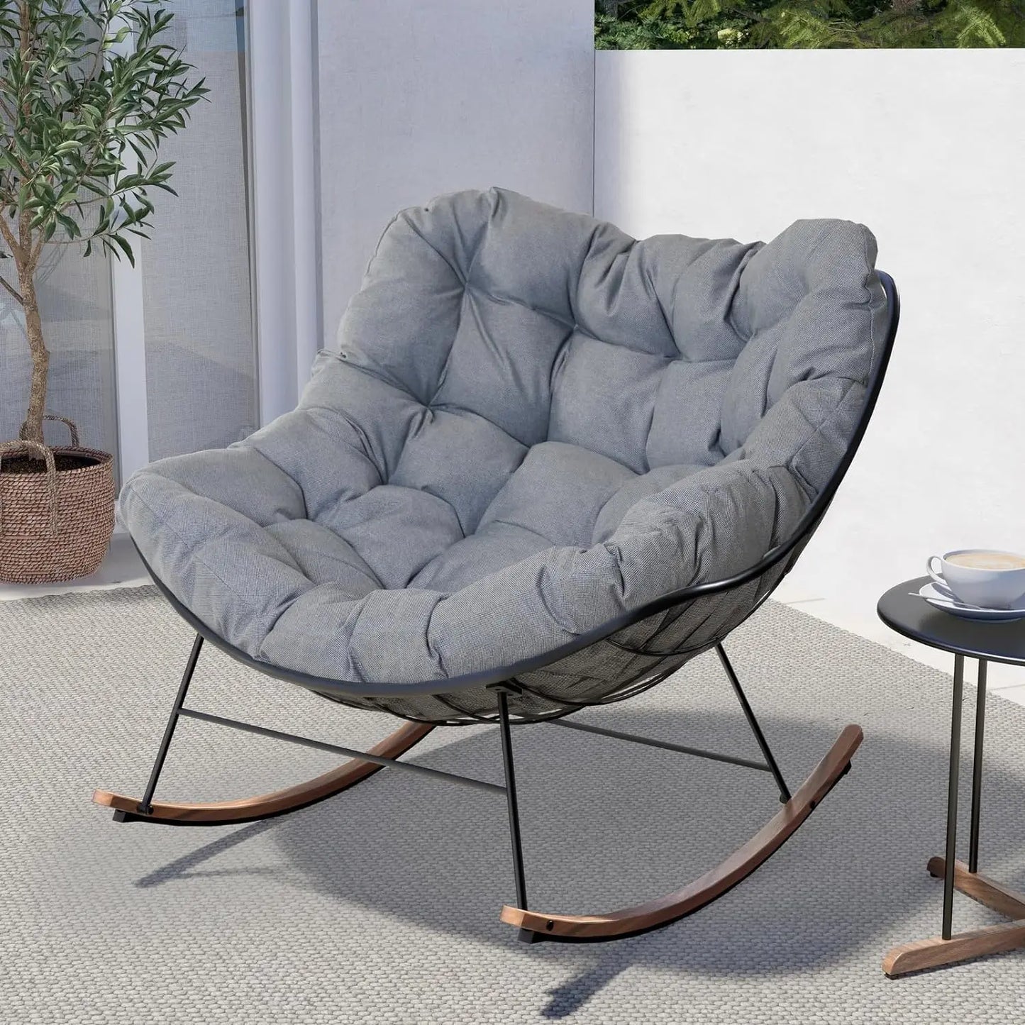 Grand Patio Papasan Rocking Chair With Cushion