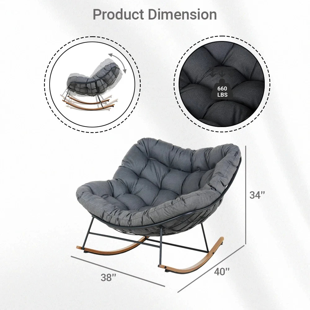 Grand Patio Papasan Rocking Chair With Cushion