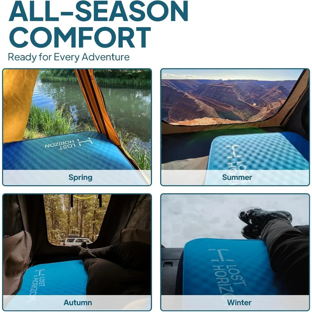 Air and foam camping mattress, self-inflating pad, 4.5 "thick, with air pump, Cot