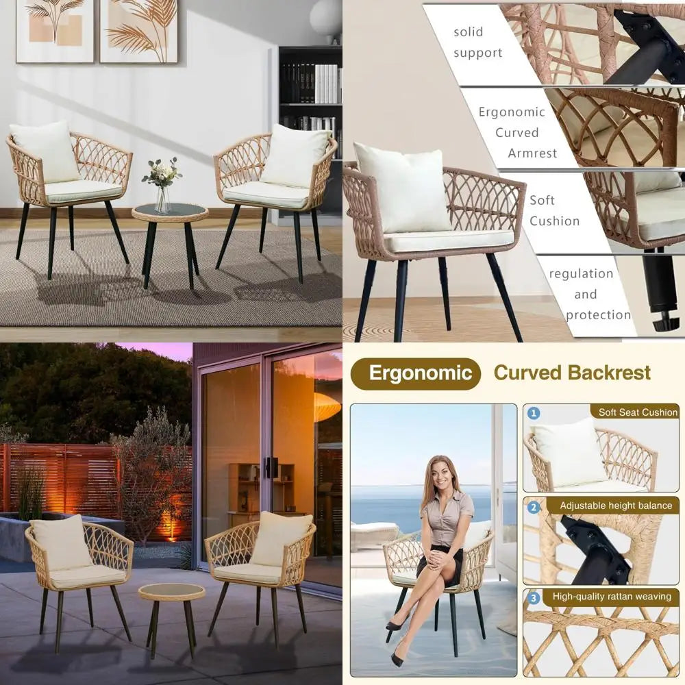 Brryin All Weather Outdoor Patio Bistro Set Sectional Sofa