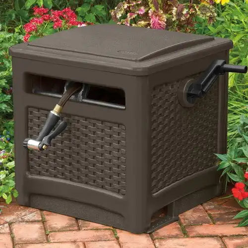 225 ft. Smart Trak Wicker Garden Hose Reel Guide and Hideaway, Java Brown